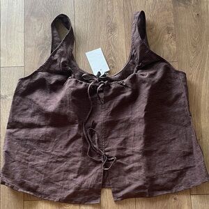 Deiji Studios Brown Tie-Front Women's 💯 linen